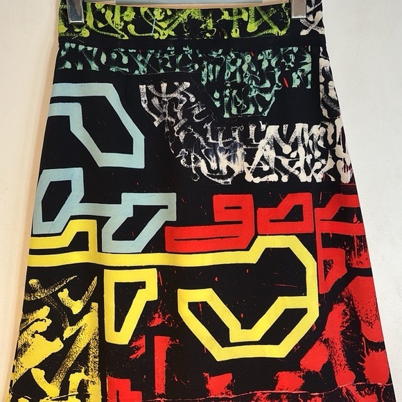 Agnes B. With artists Lek&amp;Sowat graffiti geometric print skirt size 36 - Picture 3 of 7